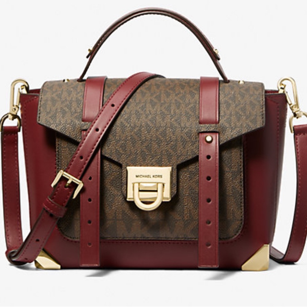 Michael Kors Burgundy and Brown Satchel